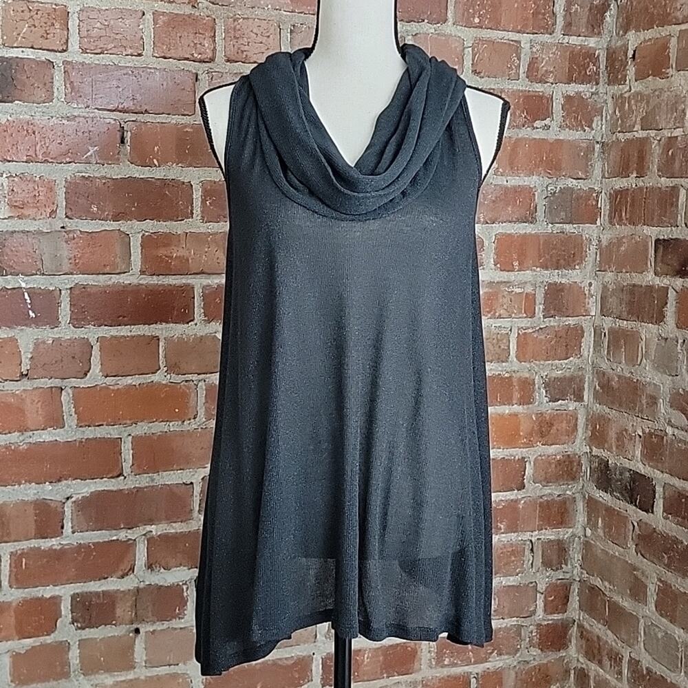 Torrid sleeveless‎ black sheer cowl collar top 0